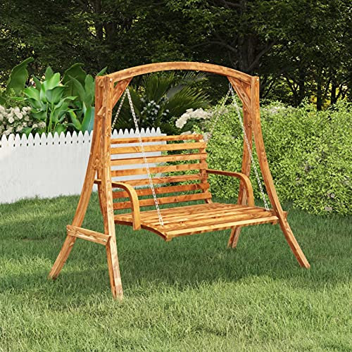 LAPOOH Schaukelgestell Bugholz Massiv mit Teak-Finish, Hollywoodschaukel Balkon, Schaukel, Gartenschaukel, Verandaschaukeln, Gartenschaukelstuhl, Schaukelbank Outdoor