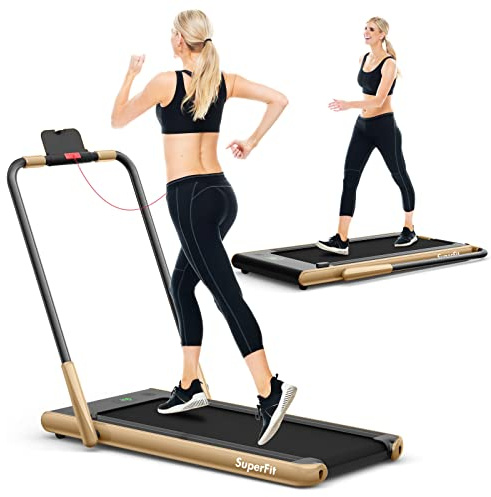 COSTWAY 2 in 1 Laufband klappbar 2,25HP, Walking Pad unter dem Schreibtisch mit APP, Bluetooth und Fernbedienung, 1-12 km/h, Laufband für Zuhause