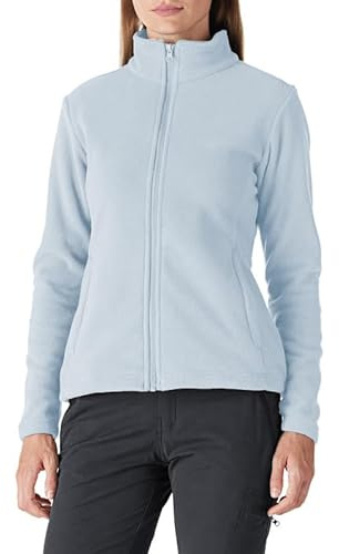 Outdoor Ventures dam fleecejacka med genomgående dragkedja ståkrage dam lätt fleece sweatjacka antistatisk elektricitet damjacka för löpning, vandring och fritid, Ljusblå, S