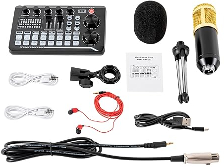 RibasuBB Streaming-Mikrofon, Podcast-Mikrofon-Set, Audio-Mixer-Set mit Soundkarte für Streaming/Podcasting/Aufnahme, geeignet für PC/Laptop/Telefon/Pad