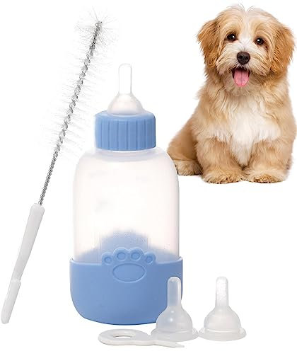 bellv Kitten Feeding Bottles for Breastfeeding, Puppy Milk Feeder 100 ml - Soft and Comfortable Food Grade Feeding Bottle with Teat and Brush for Puppies, Kittens, Rabbits