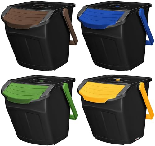 KOTARBAU® Sistema di raccolta differenziata della spazzatura da cucina, 4 scomparti, in plastica, per la raccolta dei rifiuti, sistema di separazione dei rifiuti, per la raccolta dei rifiuti