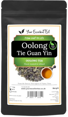 Oolong Tie Guan Yin Iron Goddess Loose Leaf Tea, Floral & Smooth, 100g | Light, balanced character with an elegant floral aroma and clean finish, enjoyable hot or iced, packed in a resealable pouch.
