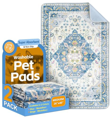 Washable Pee Pads for Dogs, 2 Pack Reusable Puppy Training Pads 102x67cm Super Absorbent Waterproof Dog Training Pads, Non-Slip Potty Pads for Floor, Crate, Whelping Pads Litter Mat Pet Supplies