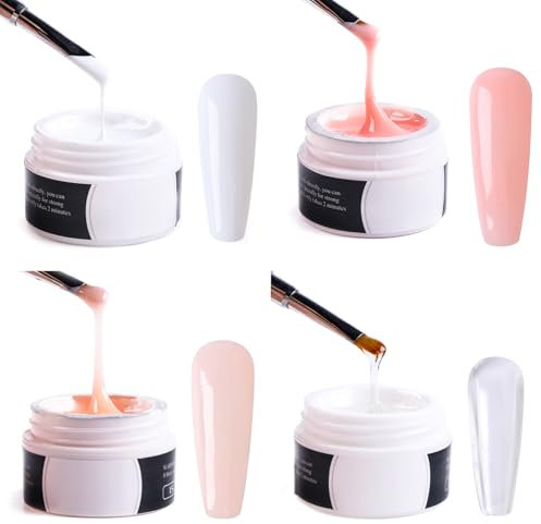GZSYY gel de construction pour ongles - Blanc laiteux - Nude - Rose clair - UV pour extensions d'ongles - Fibre de verre