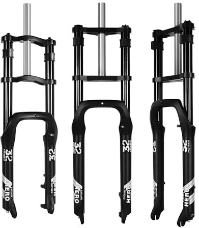 20/26 x 4,0 Zoll Fat Tire Gabel Doppelschulter Hydraulische Feder Mountainbike Vorderradgabel Federweg 140 mm Aluminiumlegierung Snow Beach Mountainbike Fahrradgabel QR 9 x 135 mm