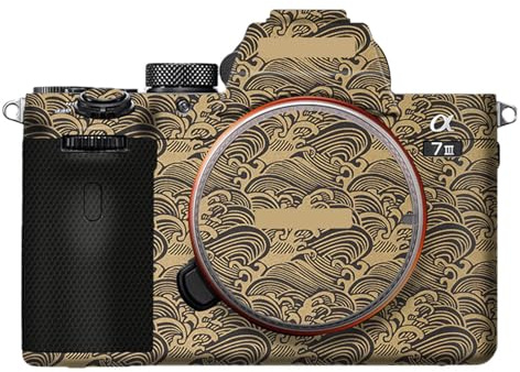 Camera Cover Skin Sticker for Sony A7III A7M3 A7R III Camera Protector Film Skin Anti-Scratch Protective Decoration A7 III A7R3(Wave Gold)