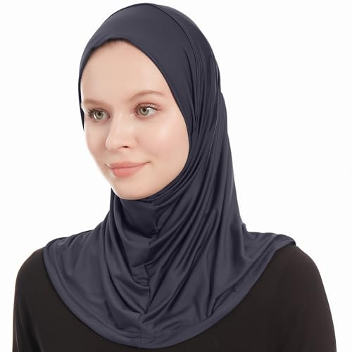 Hijab Scarf For Women - Ready To Wear Viscose Amira Jersey Navy Blue Hijab for Women - Soft Muslim Instant Al Amira Jersey Head Scarf – One Piece Instant Hajib Headscarf - (Navy Blue)