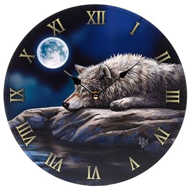 Puckator Lisa Parker Quiet Reflection Wolf Picture Clock - Wall Clock Clocks - Mens Cute Cool Preppy Home Gaming Room Bedroom Office Decor Decoration - Asthetic Accessories Stuff Men Things