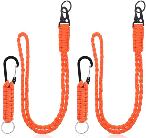 Mabor 4 Stück Schlüsselanhänger Geflochten Karabiner Paracord Schlüsselband für Outdoor-Aktivitäten Camping(2 Stile,Länge 57 cm kurz 15,5 cm)