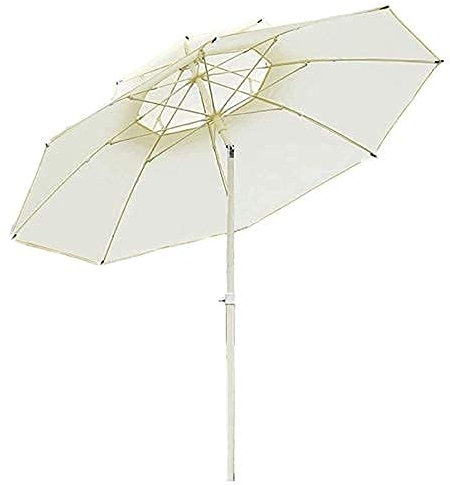 HUIBBGO Sonnenschirm, Gartenschirm mit Doppelspitze, für den Außenbereich, mit Druckknopf-Neigung/Kurbel, Terrassen-/Marktschirm für Hinterhof, Poolrand, Rasen und Garten