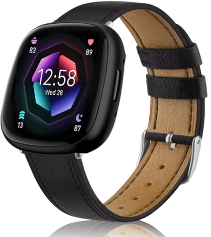 OFFCUP Läderarmband kompatibelt med Fitbit Versa 3/4/Sense/Sense 2 klockarmband Sports Watch för kvinnor/män