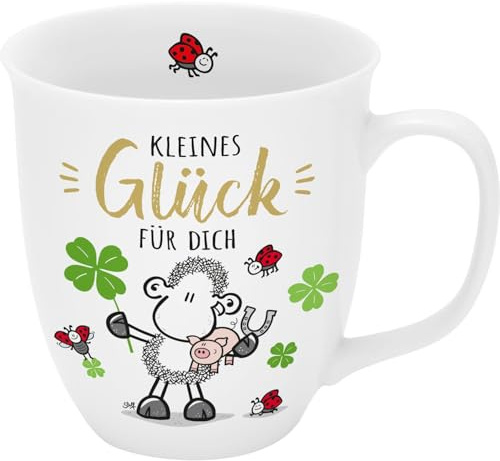 Sheepworld Tasse kleines Glück | Sprüche-Tasse, Porzellan, Kaffetasse mit Spruch, 40 cl | Geschenk, Glücksbringer, Silvester | 74426
