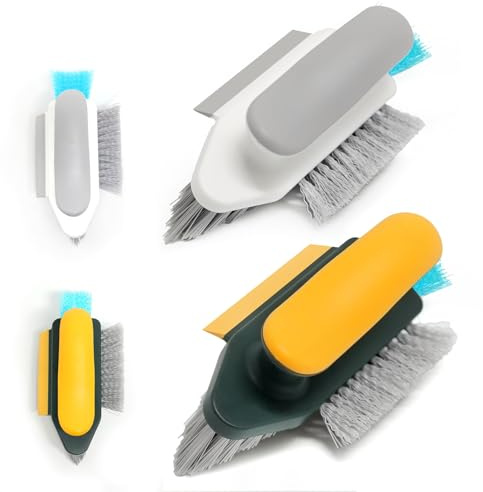 Carpet Cleaning Brush Floor Crevice Scrubbing Brushes with Handle Scraper | Scrubbing Cleaning Brush Hard Bristle with Handle Bathroom Floor Carpet Crevice Brushes Rubber Scraper Cleaner Supplies