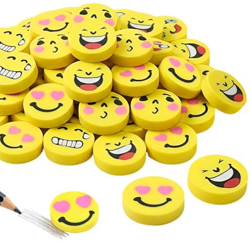 MUNZE Gomma Da Cancellare, 20 Pezzi Con Faccina Sorridente, Gialle, Dimensione 2,5 Cm, Per Bambini, Studenti, Feste Di Compleanno, Regali