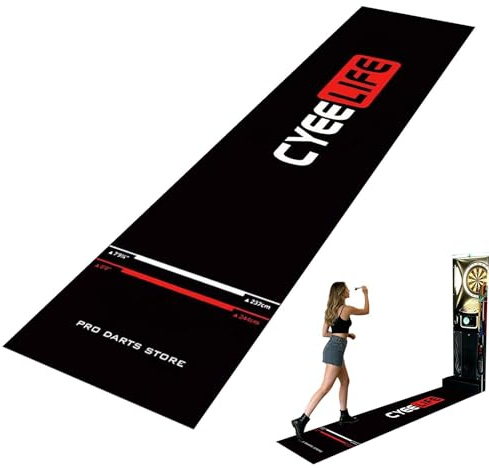 Dartscheibenmatte - 300x34cm Dart Teppich Dartmatte Mit Standard Wurflinien, Rutschfester Tragbarer Bodenschutz Mit Wurflinie, Professioneller Dart Teppich Für Spielzimmer, Keller, Garage
