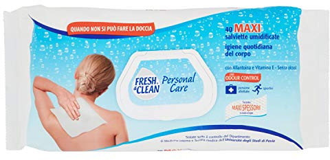 Fresh & Clean - Salviette Personal Care Corpo, Maxi Spessore, con Allantoina e Vitamina E, Ideali per l'igiene di Anziani o Disabili o dopo la Palestra, 40 pezzi