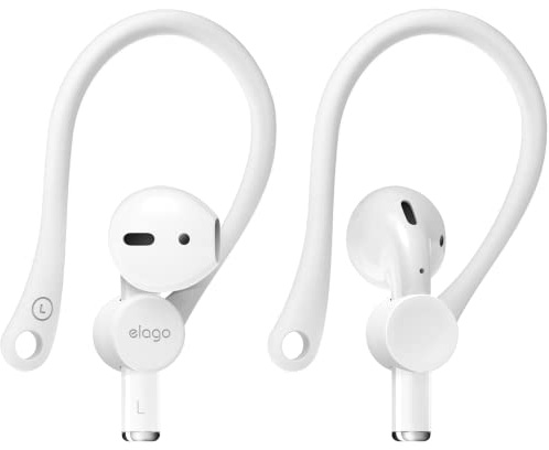 elago EarHooks Compatible with AirPods 1 & 2; Not Compatible with AirPods Pro - Lightweight, Perfect for Outdoor Activities, Long-lasting Comfort (White)