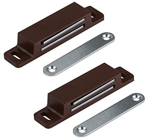 LouMaxx Chiusura Magnetica extra forte - Forza di Tenuta 13kg - Set di 2 Pezzi in Marrone - Magnete per Porte – Calamita Magnetica - Chiusura Magnetica per Armadi