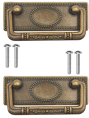 Fuxxer 2x Antike Klappbare Möbel-Griffe, Schubladen-Griffe, Bronze Design, 2er Set