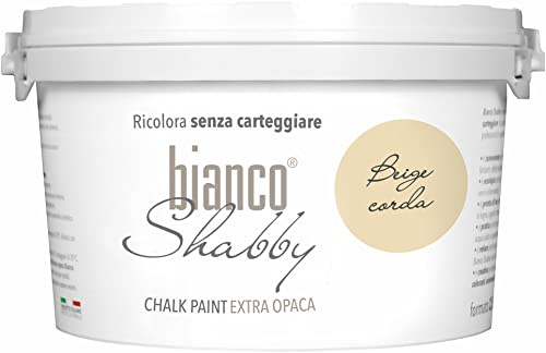 bianco Shabby® Beige Corda (Seil-Beige) - (2,5 Liter) Chalk Paint Kreidefarbe auf Wasserbasis für alle Oberflächen – geruchsneutral, einfach zu verarbeiten, extra matt