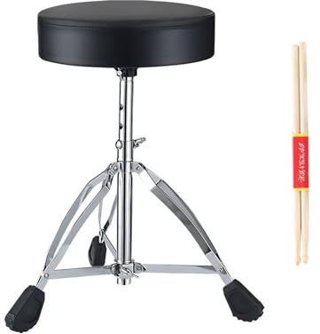 Drum Stool,Adjustable Height Seat,Round Portable Chair,Anti-Slip Feet Drum Throne with 5A Drumsticks for Drummers