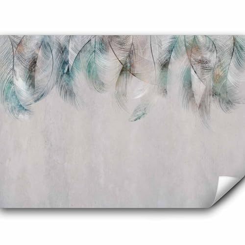 murando - Vlies Fototapete Feder 300x210cm Foto tapete Schlafzimmer Wohnzimmer Vliestapete XXL Wandtapete Motivtapeten 3d Effekt Wand Dekoration - Boho Abstrakt Ornament türkis grau b-A-0764-a-a