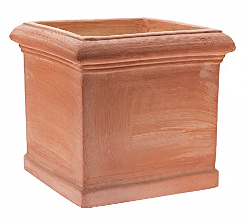 Pflanzgefäß Blumentopf CUBO LISCIO Handarbeit -originales Terrakotta- absolut FROSTFEST (25cm)