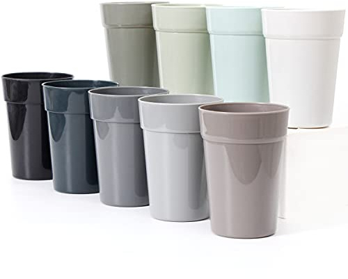 Youngever 18-pack 350 ml återanvändbara barnkoppar i plast, stapelbara dryckeskoppar för barn, småbarnskoppar, okrossbara dricksglas, plastglas, ingen BPA, topphylla diskmaskinssäker, i 9 urbana