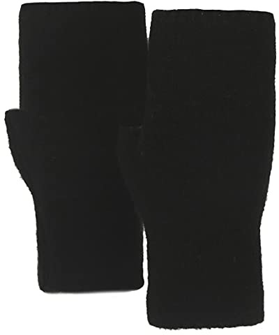 Ever Bloom Damen Fingerlose Strick-Handschuhe, Warm, Atmungsaktiv, Schwarz, One Size