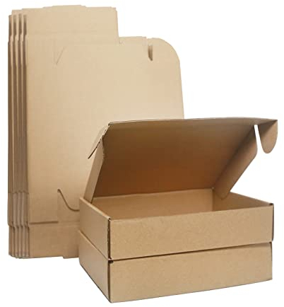 Klein Versandkartons, 200x145x45mm Maxibriefkartons für Postversand, Versandtaschen Warensendung, Braune Verpackungskartons für Geschäft, Aufbewahrung oder Geschenkbox, aus Wellpappe(25 Stück)
