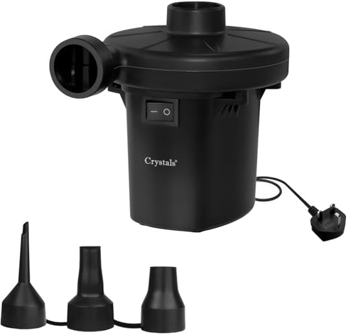 240V Electric Air Pump Automatic Inflatable Boat Pump - 3 Nozzle Adapters Universal Valves Inflates Deflates - Garden Camping Airbed Mattress Paddling Pool Toys Beach 150W