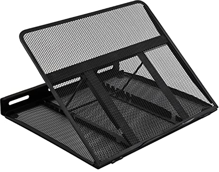 Amazon Basics Soporte de portátil ergonómico, ajustable y con ventilación, apto para portátiles de hasta 17,3 pulgadas, Negro, 33 x 28,7 x 18,5 cm