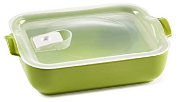 ESPRIT DE CUISINE - Plat À Four Rectangulaire En Céramique - Avec Couvercle Hermétique - Émail Résistant Aux Rayures - Made In France - 1,3L - 24,6x16,8x6,4cm Extérieur - Citron Vert