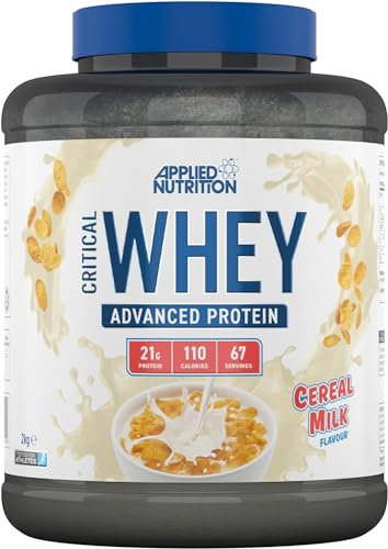 Applied Nutrition Critical Whey Protein Powder 2kg - High Protein Powder, Protein Milkshake, Muscle Building Supplement with BCAAs & Glutamine (2kg - 67 Servings) (Cereal Milk)
