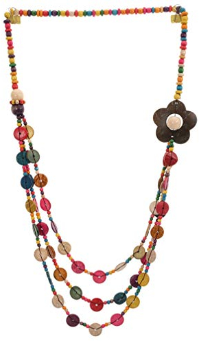 VALICLUD Retro-halskette Aus Kokosnussschalenperlen Und Holzperlen Bunte Boho-halskette Für Frauen Strandkette Mit Blumen-design Lässiger Modeschmuck Für Tägliche Und Formelle Anlässe