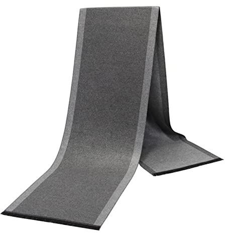 Schal Hellgrau, Winter Schal für Damen Xxl Zweifarbiger Rand 180X30cm Warmer Übergroßer Winterschal-Poncho