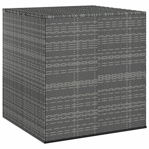 FIRBNUS Garten Aufbewahrungsbox mit Gasdruckfeder 100x97,5x104 cm Outdoor Gartenboxen Auflagenbox Gartentruhe Kissenbox Box mit Deckel Grau PE Rattan mit Innentasche und Reißverschluss
