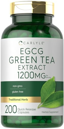Carlyle EGCG Green Tea Extract Supplement | 200 Capsules | Non-GMO and Gluten Free