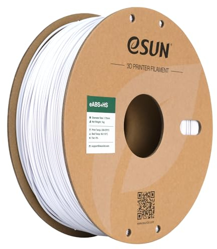 eSUN ABS+ Filament 1.75mm, ABS+HS Hochgeschwindigkeits 3D Drucker Filament Schnelligkeit ABS Plus, Maßgenauigkeit +/- 0.03mm, 1KG Spule (2.2 LBS) für 3D High Speed Drucker,Kühles Weiß