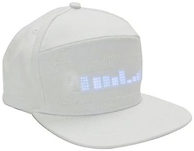 LED-keps, Programmerbar -app Redigerbar LED-hatt, Avtagbar Skärm, Storleksjusterbar, Bomullsmaterial, anslutning, för Utomhuskonserter, Karneval och Mer (Vit)