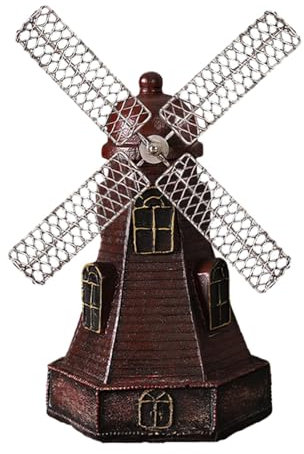 Ornements de moulin à vent, décorations d'étagère de bibliothèque miniature, moulin à vent vintage néerlandais, design artistique dynamique et ornements artisanaux en résine, statue vintage exquise de