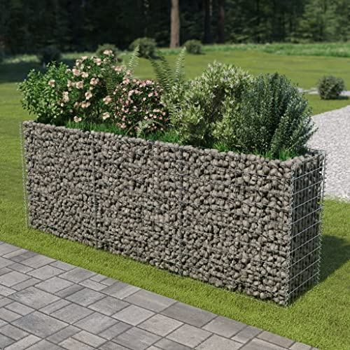Gartenbeet, Blumenkästen，Garten-Hochbeete, Pflanzgefäße,Gabionen-Hochbeet Verzinkter Stahl 270×50×100 cm Für Gärten, Außenbereiche, Balkone