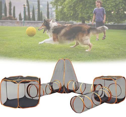 Spdazzleburst Katzengehege für draußen mit Katzentunnel, tragbarer Pop-Up-Laufstall für Katzen, faltbares Katzenhaus für drinnen und draußen – Haustierzelt für Kaninchen, Frettchen und Kleintiere