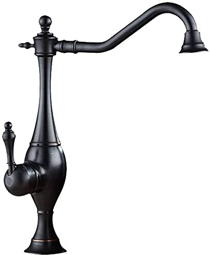 Wasserhahn Bad für Waschbecken Badewannenarmatur 360° Drehbar Einhebelmischer Antik Nostalgie Retro Hoher Auslauf Badarmaturen Mischbatterie Waschtischmischer Messing Schwarz Farbe