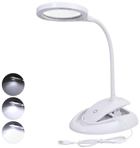 Tanice Lupa con Luz Lupa Manos Libres 5X 10X con 15 Luces LED Lámpara de Aumento con Brazo Giratorio Ajustable y USB Recargable Lupa de Bolsillo para Lectura Coser,Soldadura, Inspección,Mantenimiento