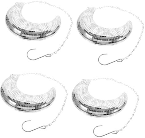 PRETYZOOM 4pcs Disco Ball Decorations Large Moon Shape Hanging Decorations for Parties
