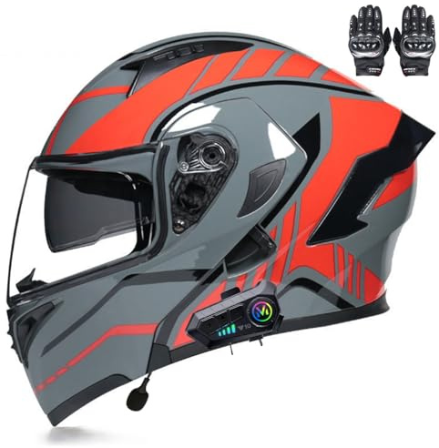 Beyswage Motorradhelm Klapphelme Integralhelm klappbar mit Bluetooth Doppelvisier, Herausnehmbares Futter, ECE-Zertifizierter Motorbike Helmets für Erwachsene Herren Damen M-XXL(55-62CM)