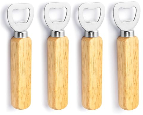 4 Exklusive Gravierbare Holz-Flaschenöffner Set， Individuell Gestalten, Robust & Elegante， Zubehör für Parties, Geschenke & Zuhause，Von HSYTEK