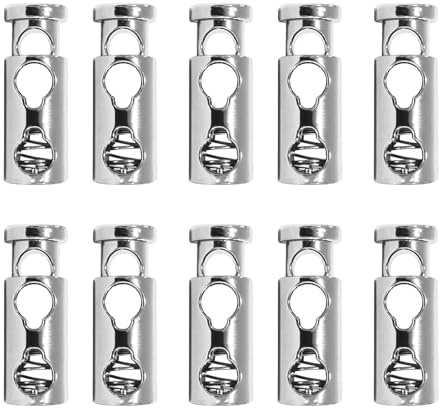 HAFRILY 10 Stück kordelstopper 1 Loch Metallfedern Kordelstopper Hut Seil Metall Schnurstopper für Kleidung und Zugschnüre Usw Silberweiß